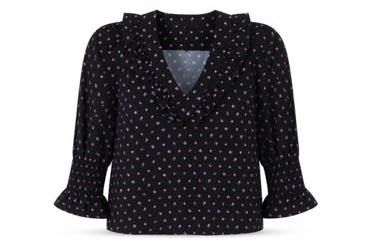 Womens UK Size XS French Connection Black Wrap Blouse