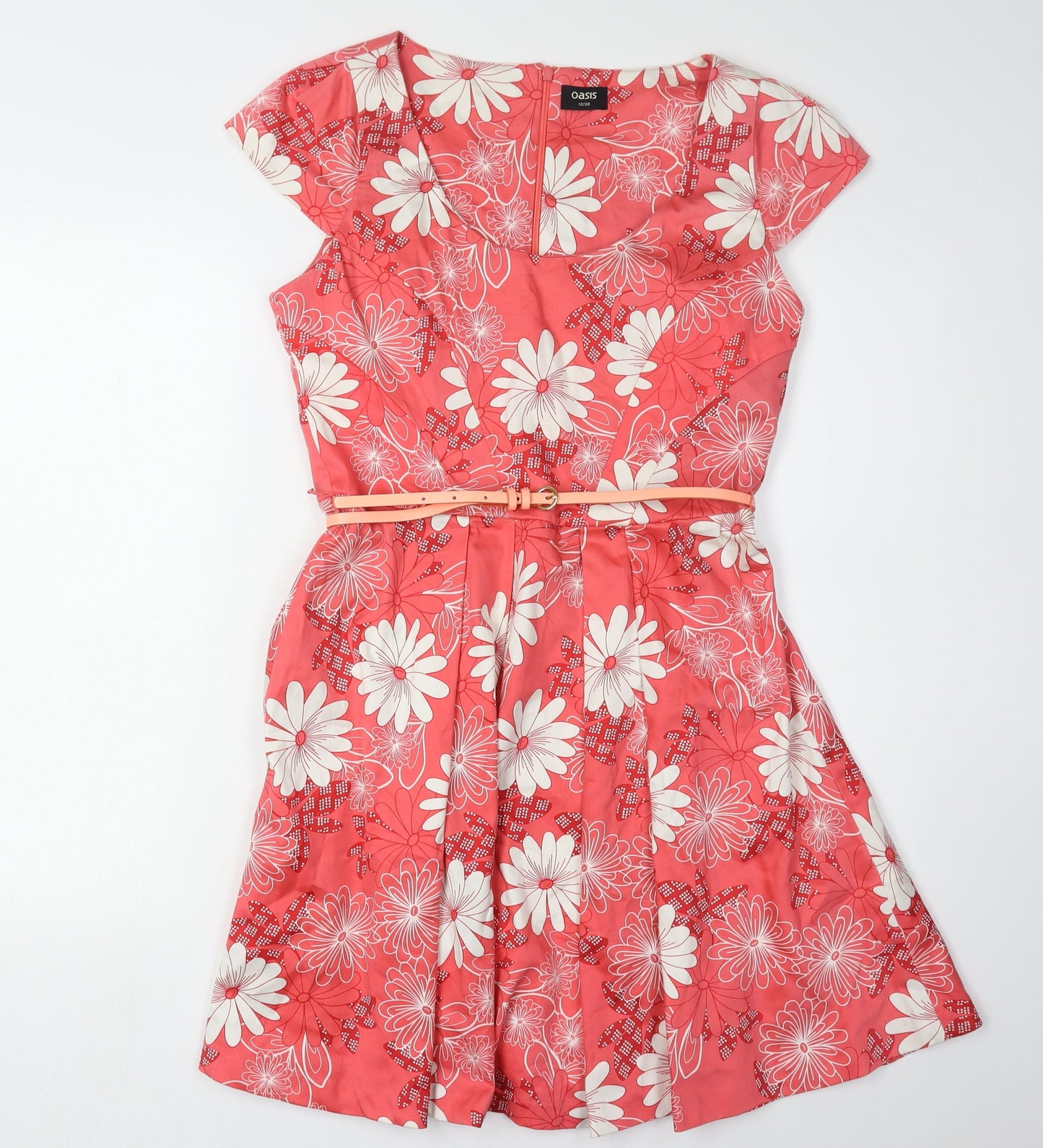 Oasis Women's Red Floral Fit & Flare Dress, Size 12