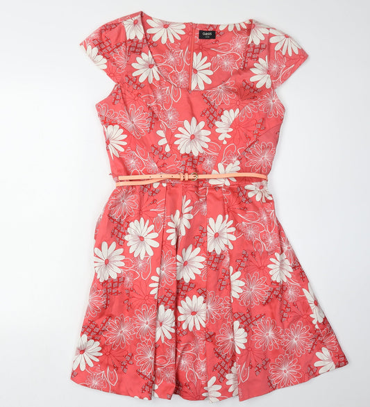 Oasis Women's Red Floral Fit & Flare Dress, Size 12
