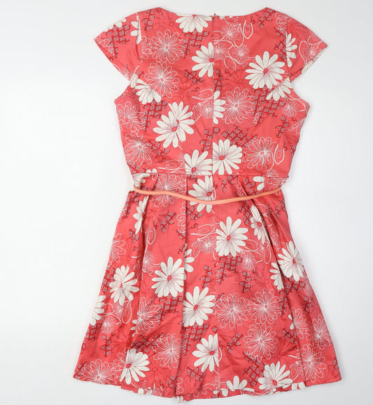 Oasis Women's Red Floral Fit & Flare Dress, Size 12