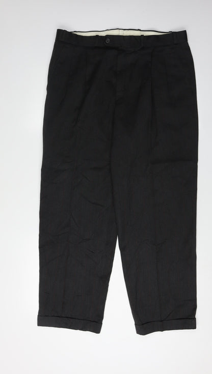 Burtons Men's Black Pleated Trousers 36 in