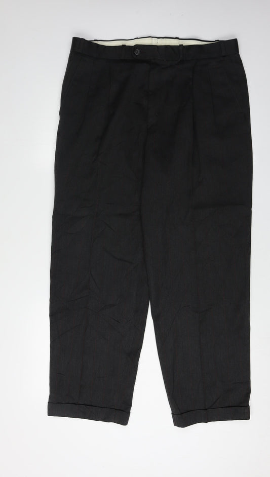 Burtons Men's Black Pleated Trousers 36 in
