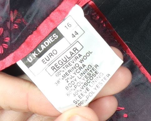 ClubClass Women's Black Suit Jacket, Size 16, Classic Fit