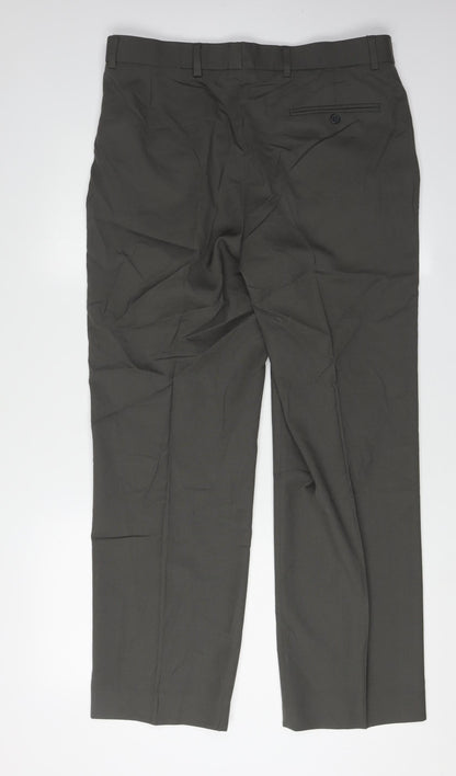 Pinstripe Men's Green Trousers, Size 34, Formal Wear