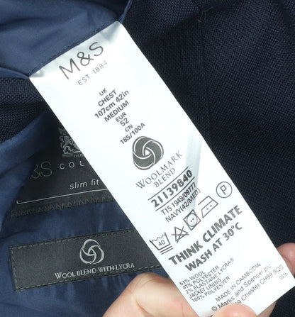 Mens UK Size 42 Marks and Spencer Regular Blue Suit Jacket