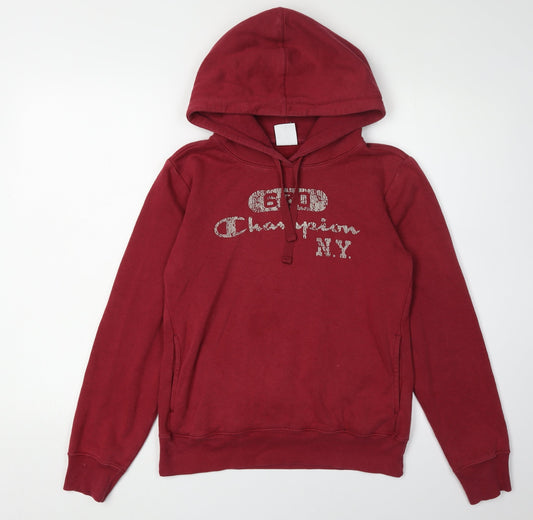 Additional front view of Champion Red unisex adults pullover hoodie m