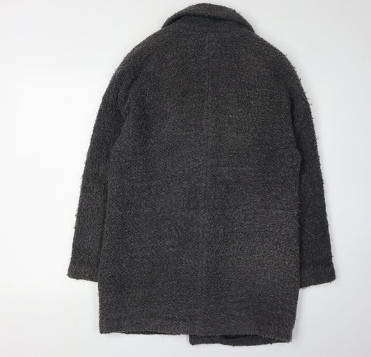 Mango Womens Grey Wool Overcoat Size S Casual Zip
