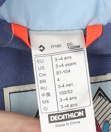 Decathlon Girls' Blue Parka Jacket 3-4 Years Waterproof