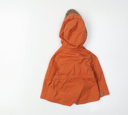 Mamas & Papas Orange Parka Coat, 12 Months, Unisex