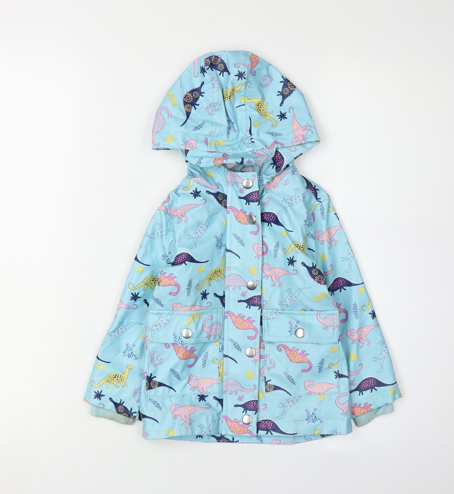 Lily & Dan Girls Blue Dinosaur Rain Jacket, Age 2