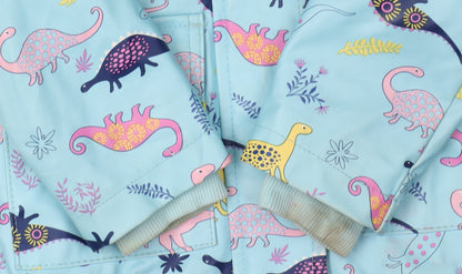 Lily & Dan Girls Blue Dinosaur Rain Jacket, Age 2