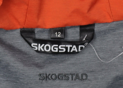 Skogstad Boys Parka Jacket, Orange/Grey, 12 Years