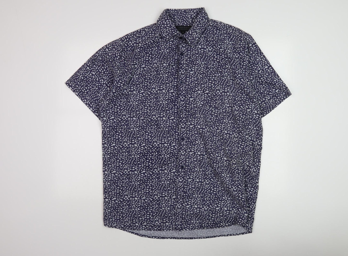 Charles Norton Men's Blue Geometric Shirt XL