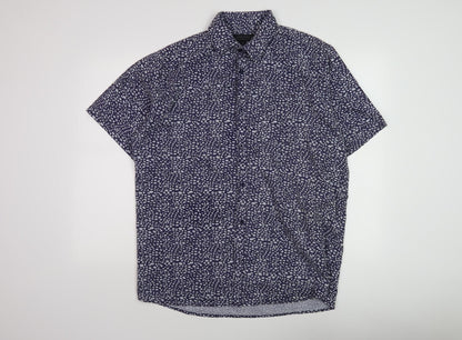 Charles Norton Men's Blue Geometric Shirt XL