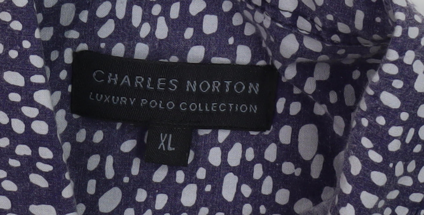 Charles Norton Men's Blue Geometric Shirt XL