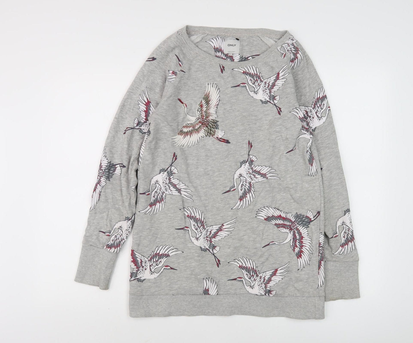 ONLY Women's Grey Animal Print Pullover Sweatshirt - S