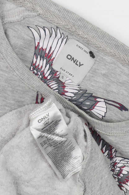 ONLY Women's Grey Animal Print Pullover Sweatshirt - S