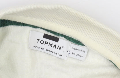Topman Men's Green Striped Collared Sweatshirt XS