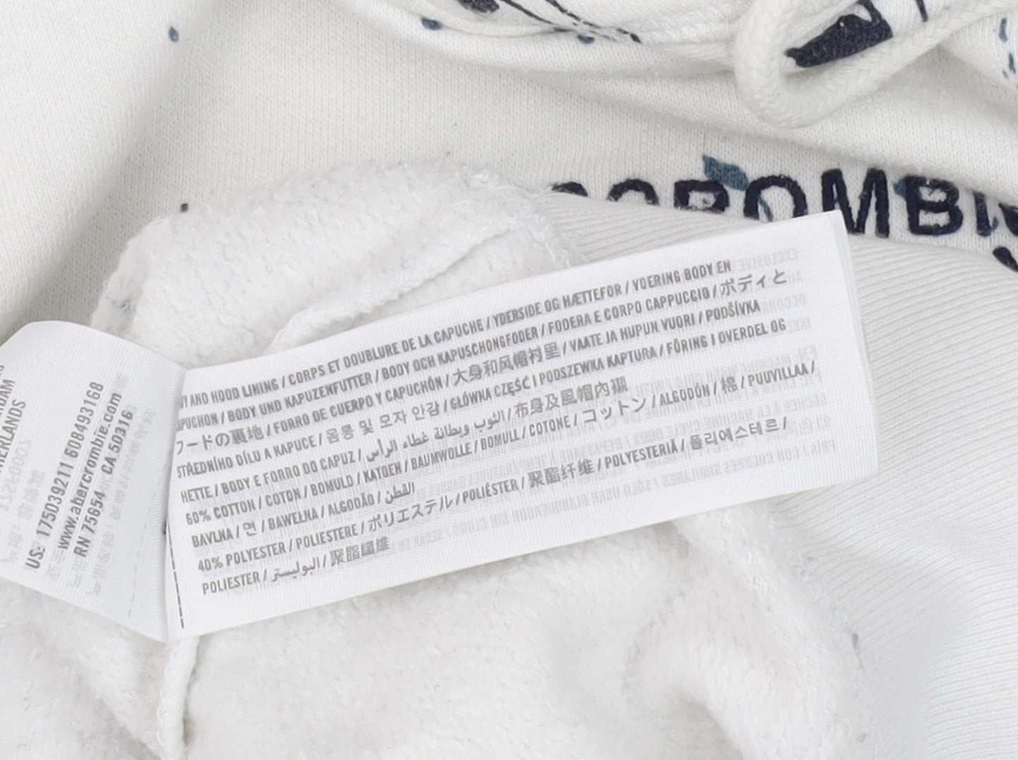 Abercrombie & Fitch Men's White Graphic Pullover Hoodie S