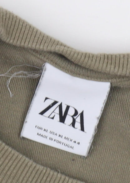 Zara Green Unisex Sweatshirt, L, Casual Pullover