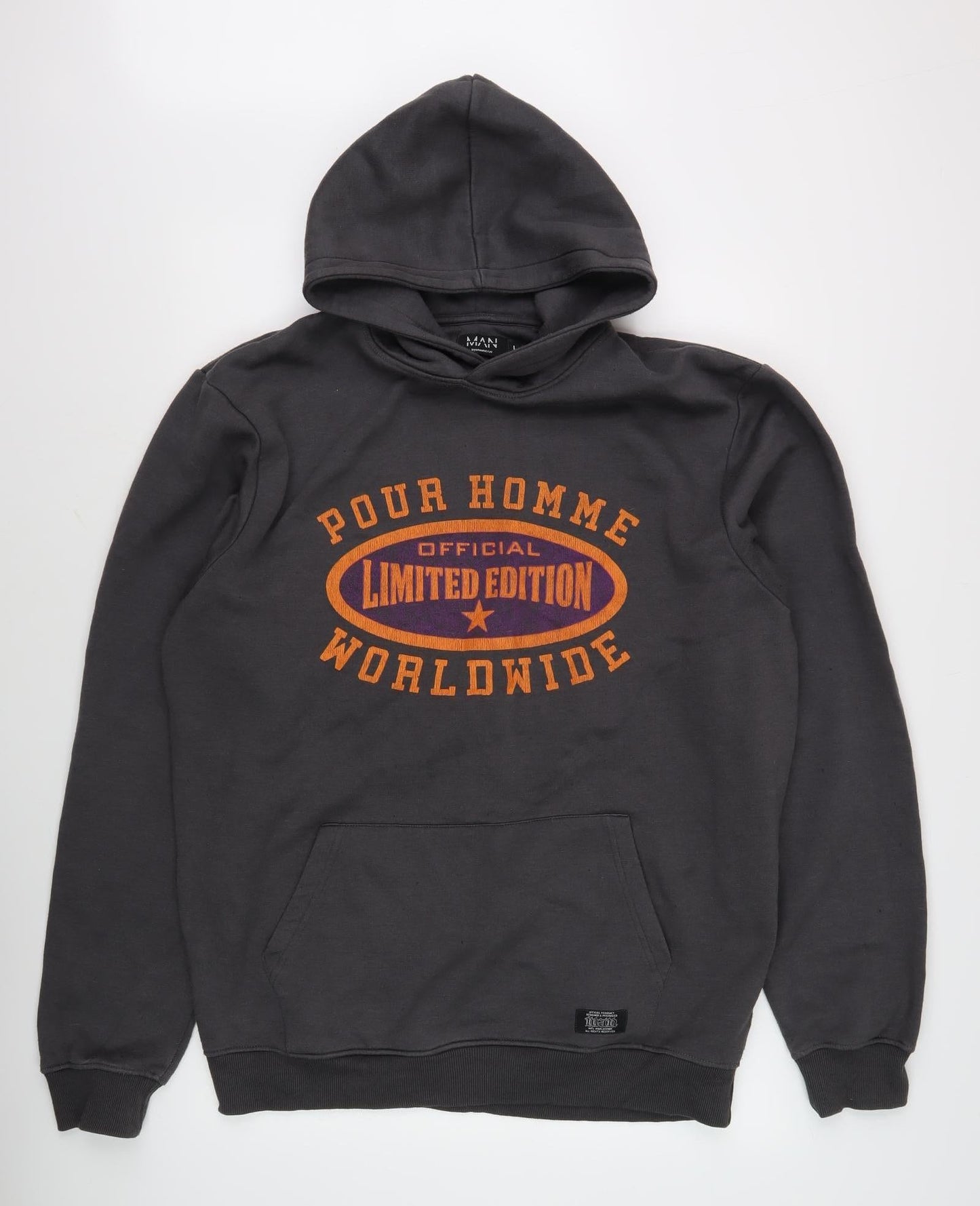 Mens UK Size L boohooMAN Black Pullover Hoodie