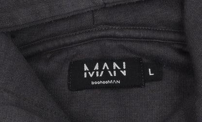 Mens UK Size L boohooMAN Black Pullover Hoodie