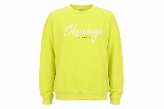 Front view of ASOS unisex green graphic print sweatshirt m