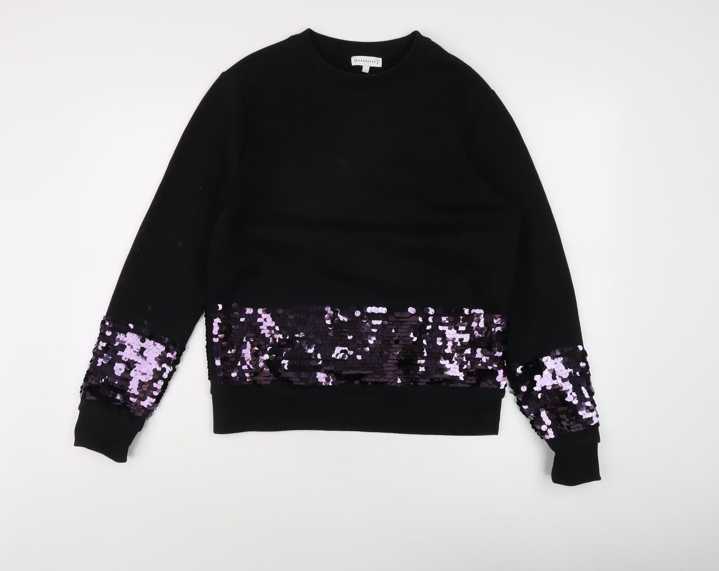 Warehouse Women's Black Sequin Sweatshirt, S