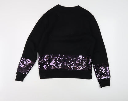 Warehouse Women's Black Sequin Sweatshirt, S