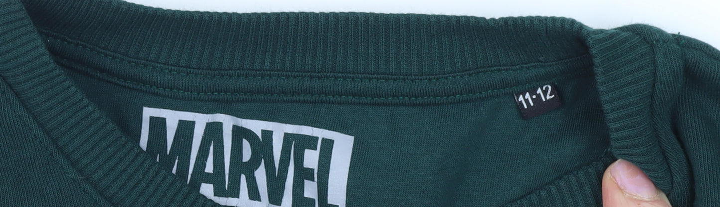 Marvel Boys Green Sweatshirt - Comic Print, 11-12 Years