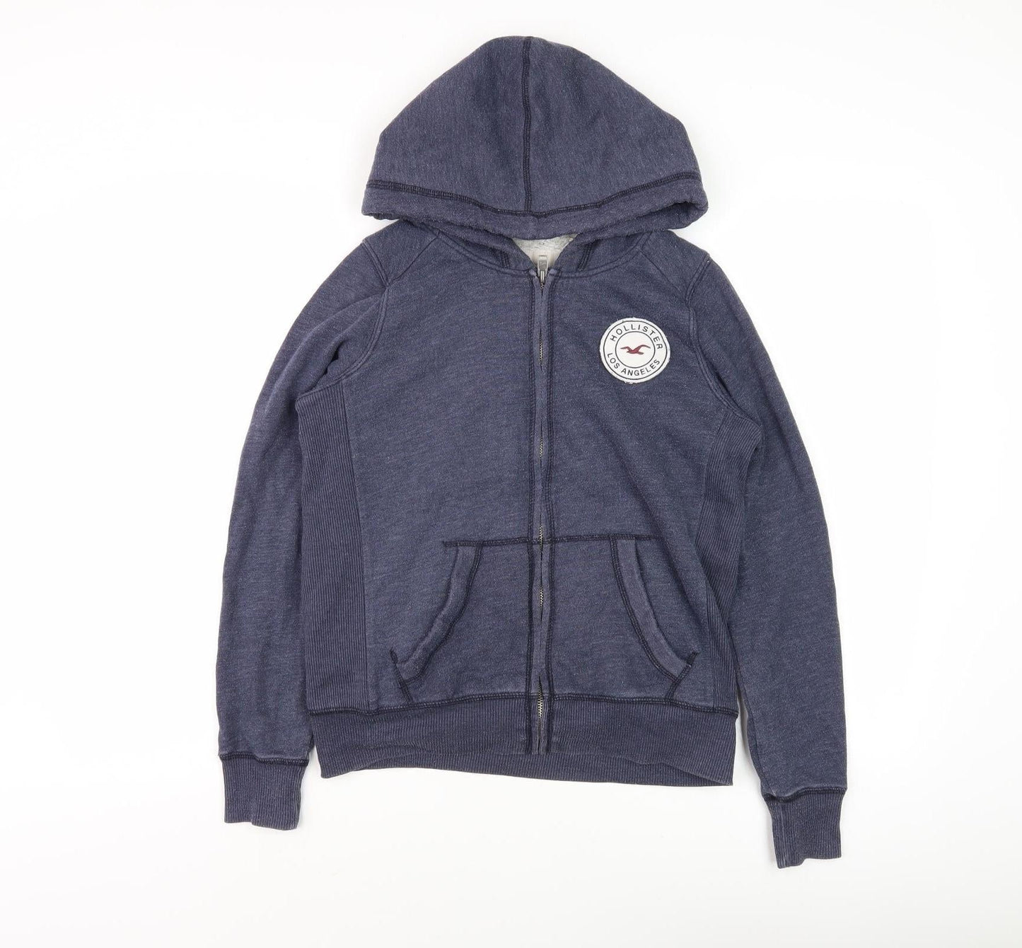 Hollister Women's Blue Full Zip Hoodie, Size S, Casual Winter Essential