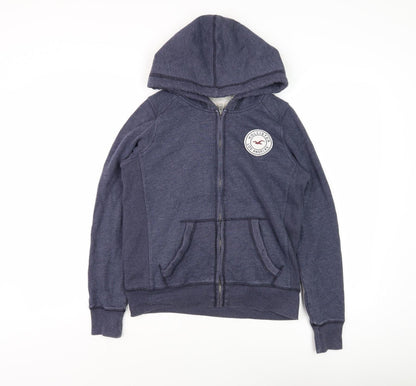 Hollister Women's Blue Full Zip Hoodie, Size S, Casual Winter Essential