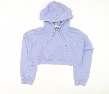 Monki Women's Blue Cotton Pullover Hoodie, Size S