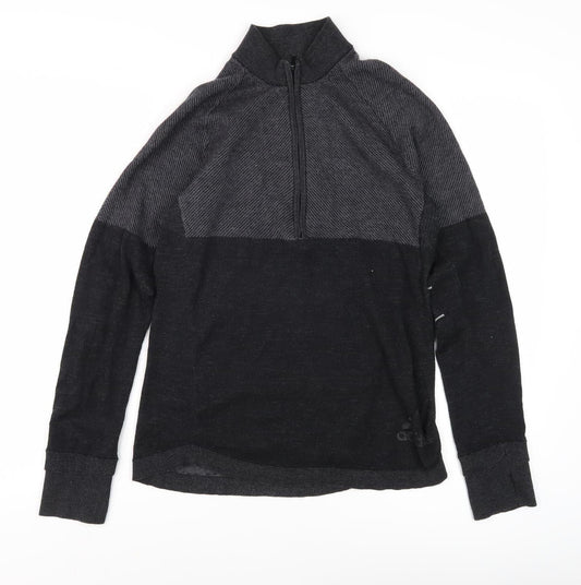 Adidas Men's Black Grey Pullover, M, High Neck Casual