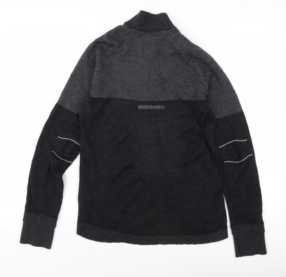 Adidas Men's Black Grey Pullover, M, High Neck Casual