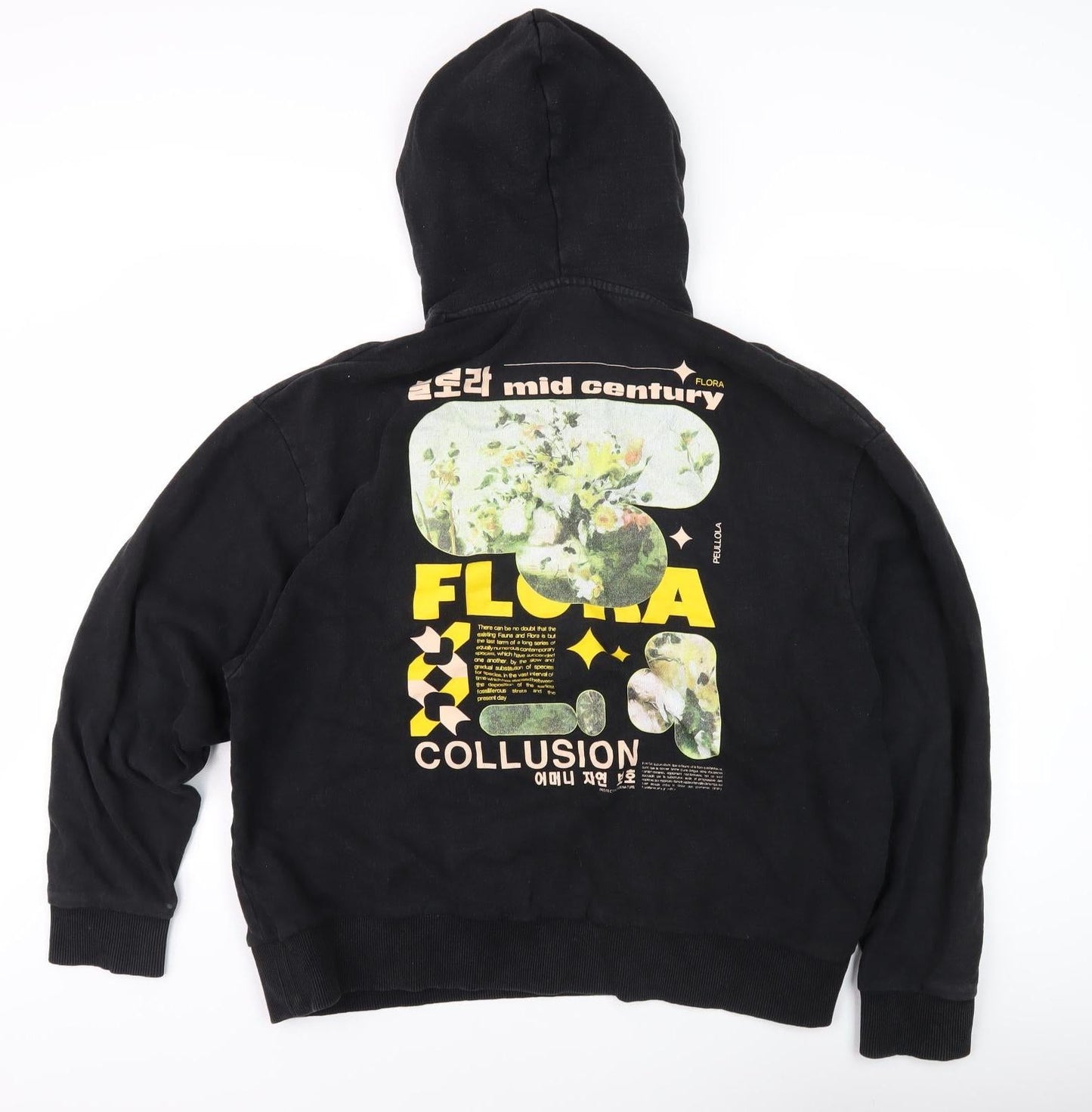 Unisex Adults UK Size M COLLUSION Black Pullover Hoodie