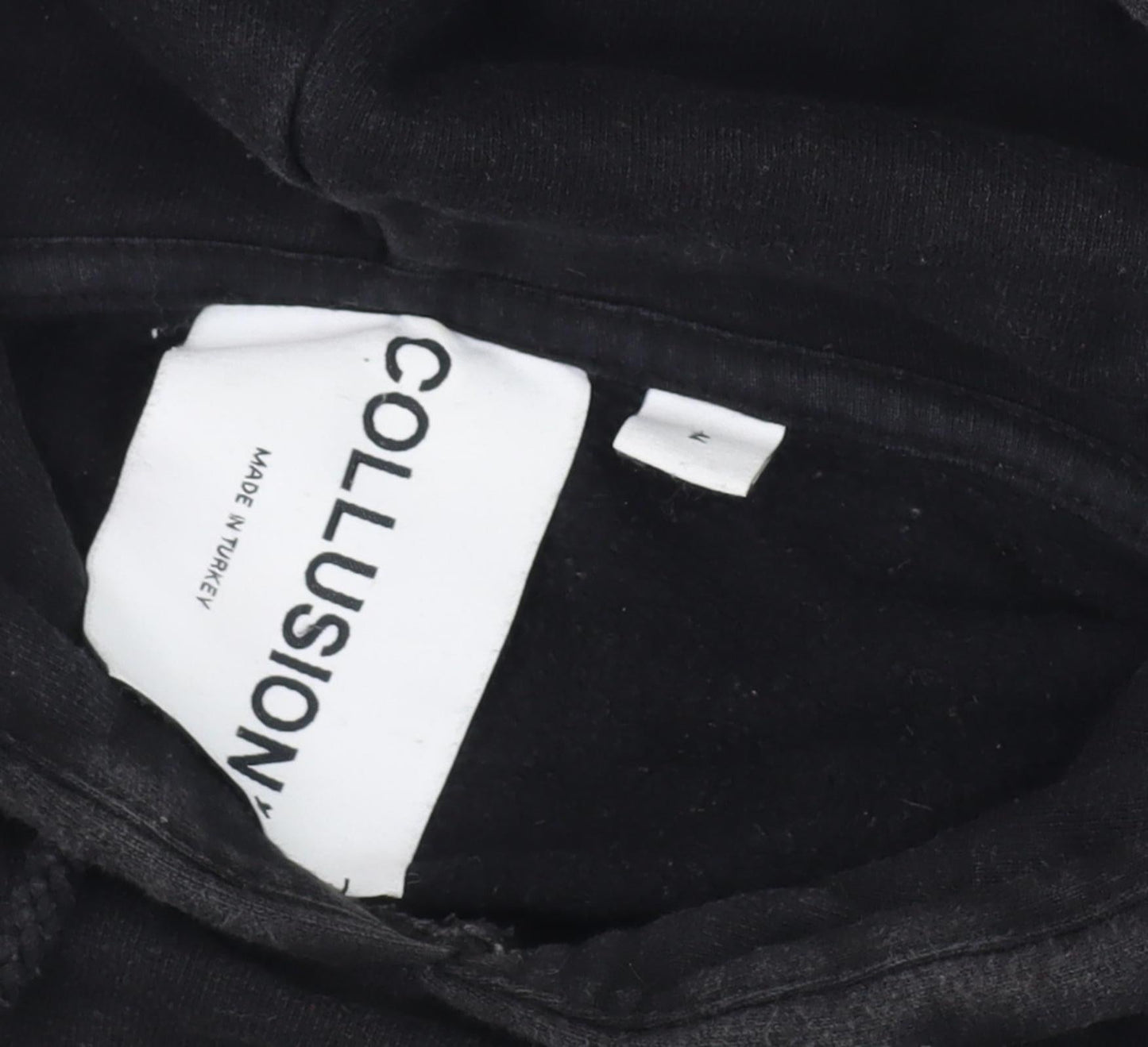 Unisex Adults UK Size M COLLUSION Black Pullover Hoodie