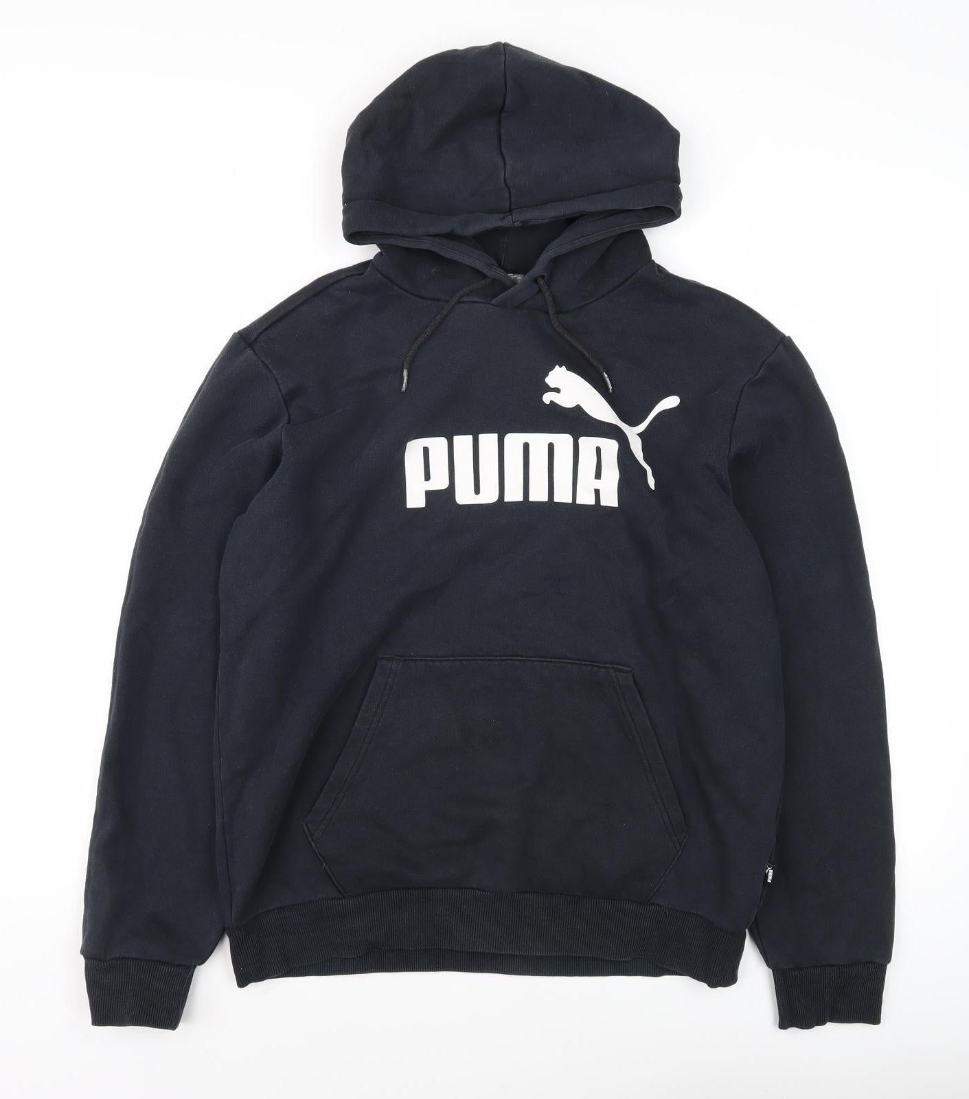 Puma Unisex Black Pullover Hoodie, Size S, Logo Accent