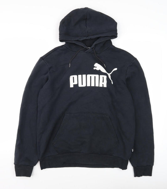 Puma Unisex Black Pullover Hoodie, Size S, Logo Accent