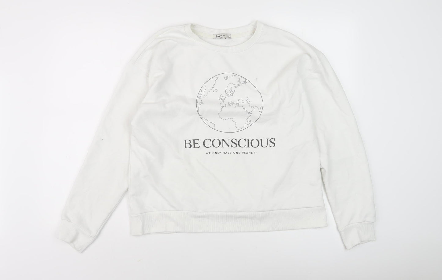 Stradivarius Women's White Pullover Sweatshirt Size 12