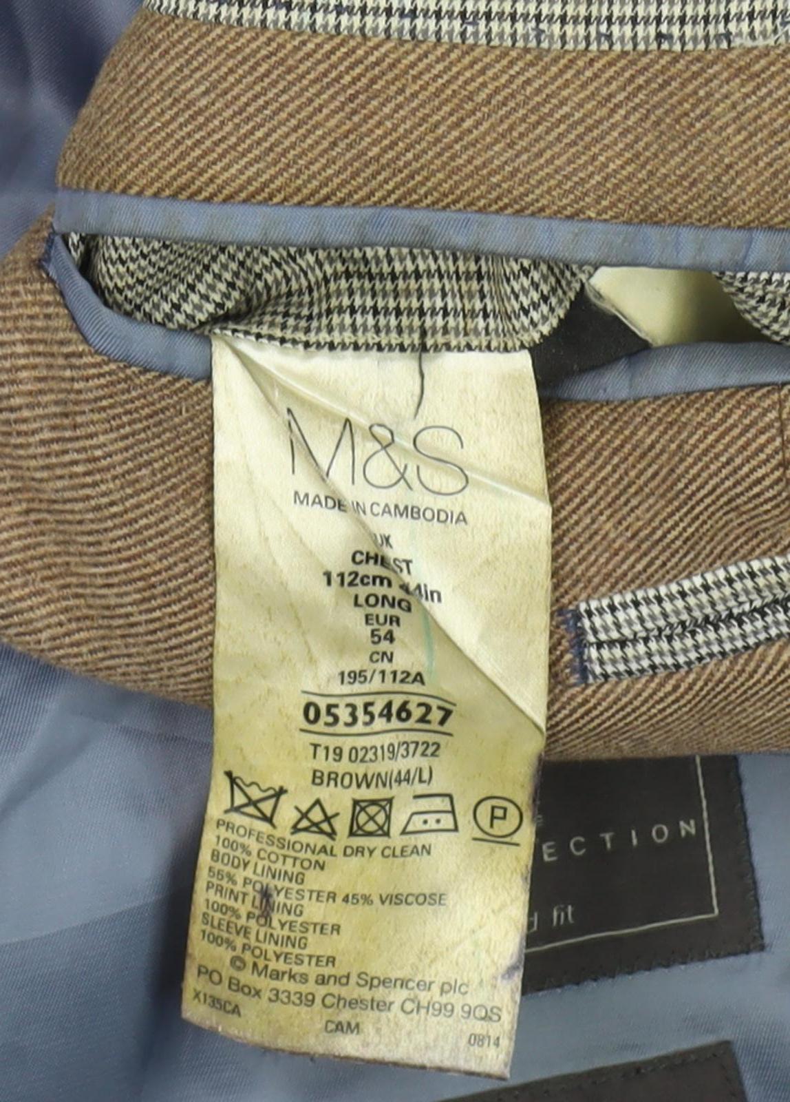 Mens UK Size 44 Marks and Spencer Regular Brown Suit Jacket