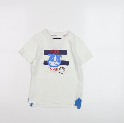 England Rugby Boys White T-Shirt 5-6Y Graphic Cotton