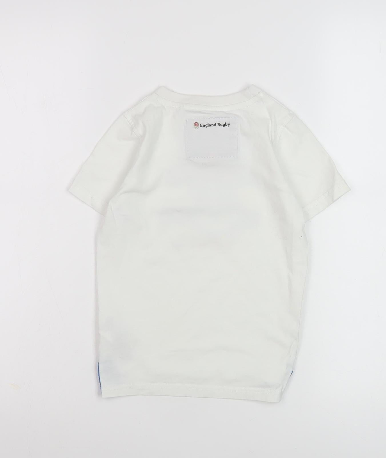 England Rugby Boys White T-Shirt 5-6Y Graphic Cotton