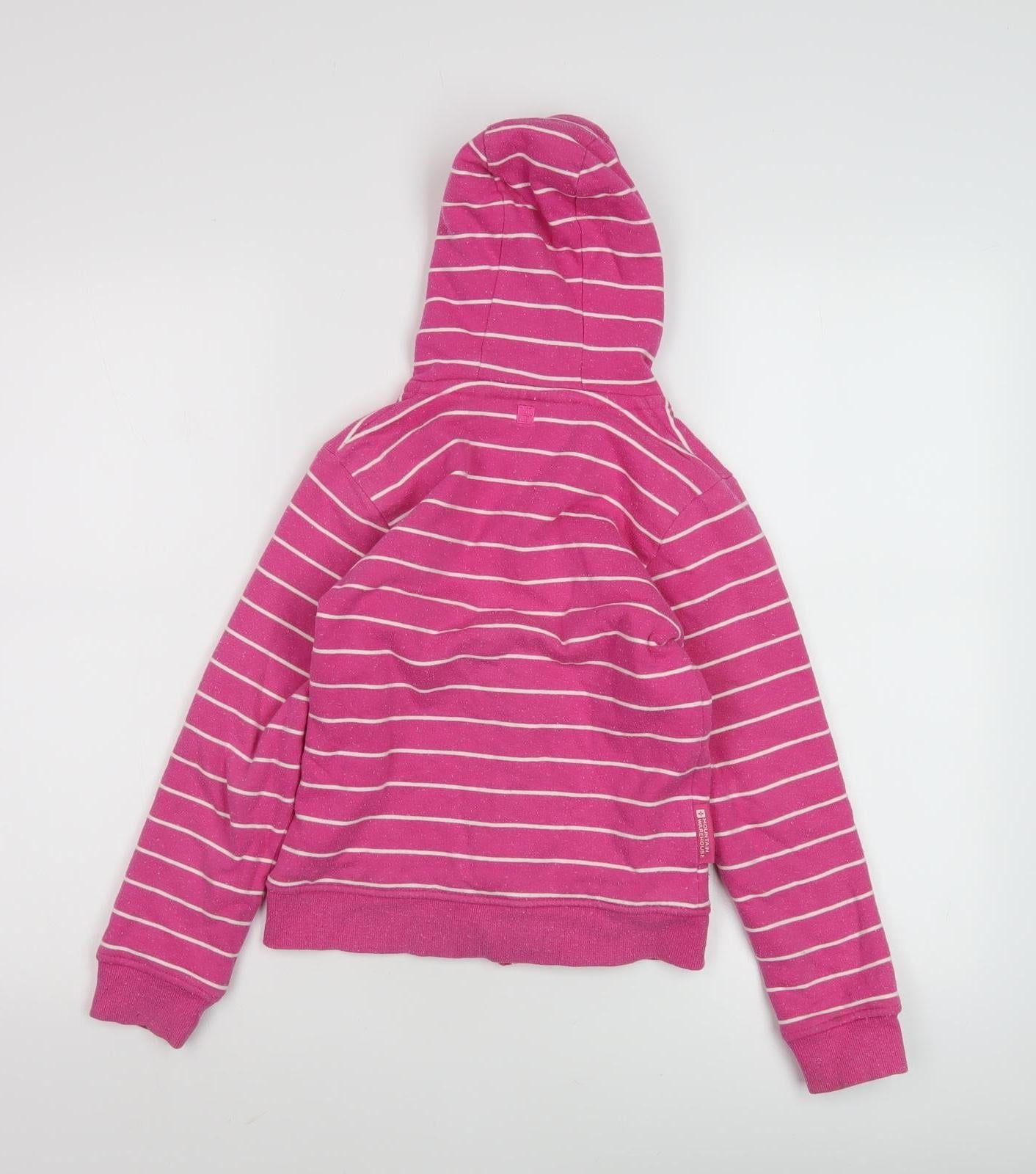Mountain Warehouse Girls Pink Striped Full Zip Hoodie 9-10 Years