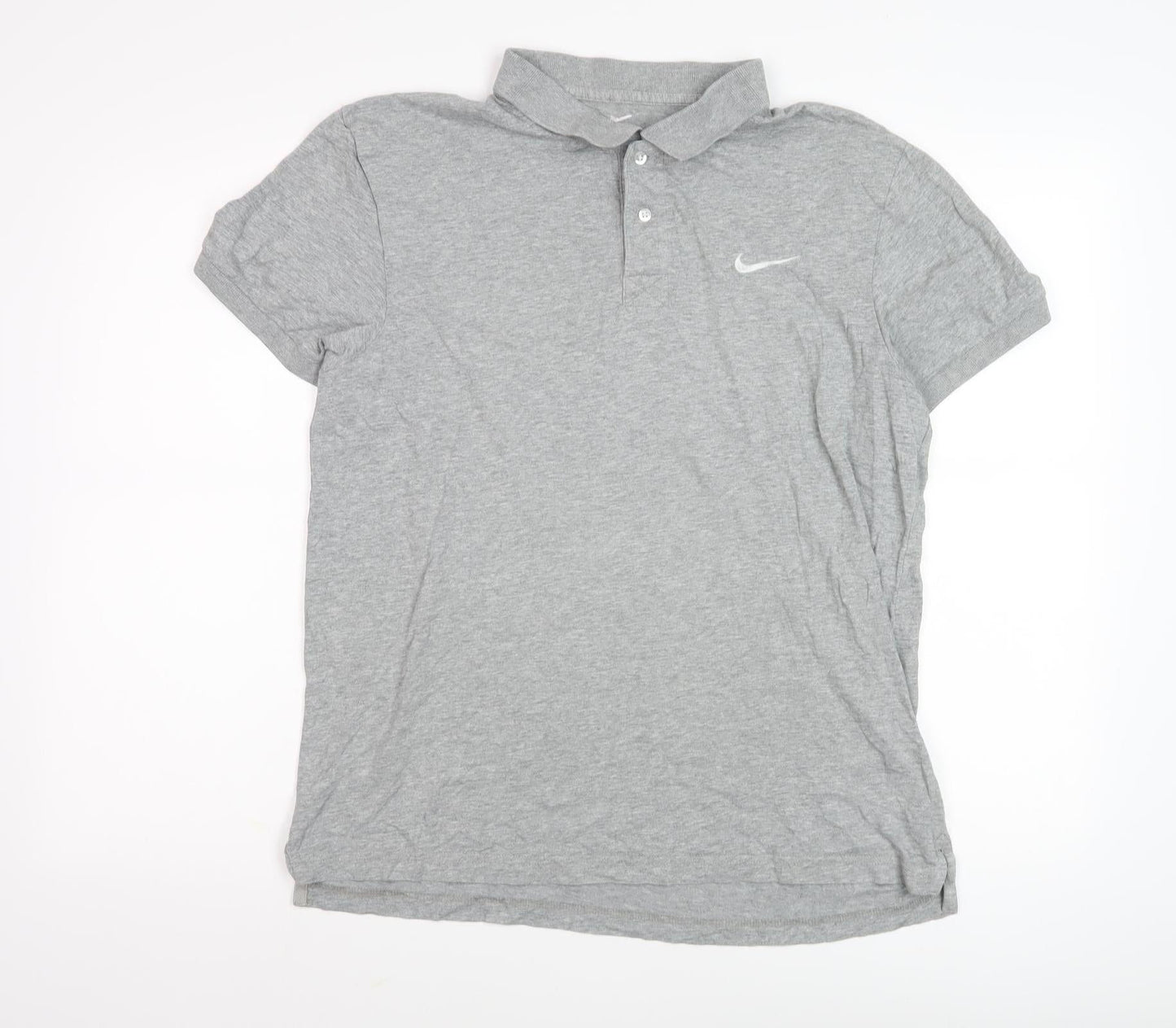 Nike Men's Grey Cotton Polo Shirt L