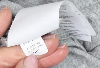 Nike Men's Grey Cotton Polo Shirt L