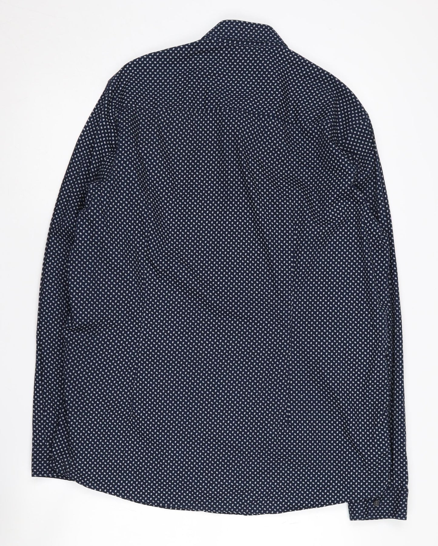 Next Men's Slim Fit Blue Paisley Button-Up Shirt, L