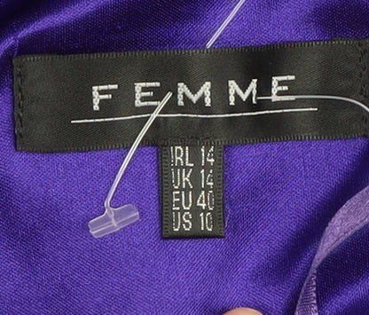 FEMME Women's Purple Sleeveless Dress Size 14