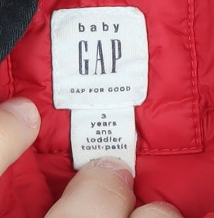Gap Boys Red Puffer Jacket, Hooded, Size 3 Years