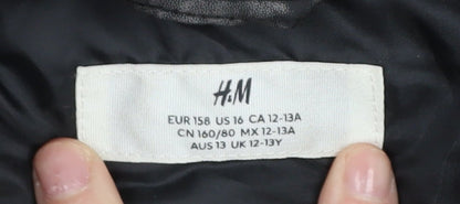 H&M Boys' Black Puffer Jacket 12-13 Years Winter